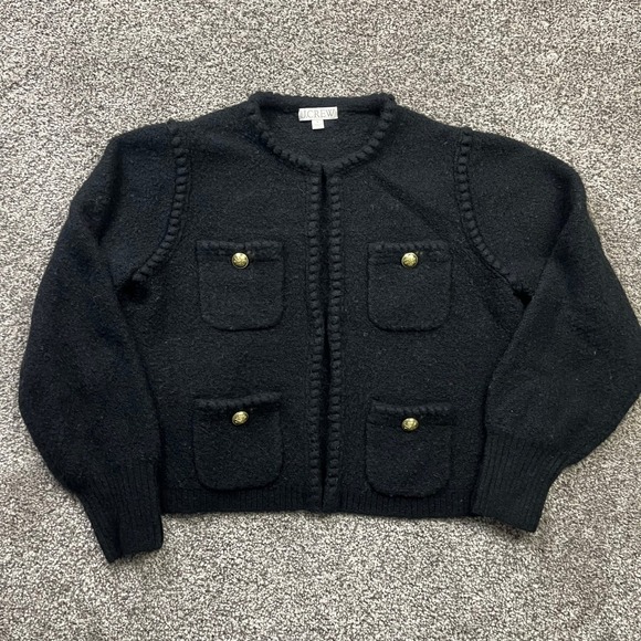 J.Crew Sweaters - J.Crew Cardigan Sweater Womens Medium Black Merino Alpaca Wool Blend Lady Jacket